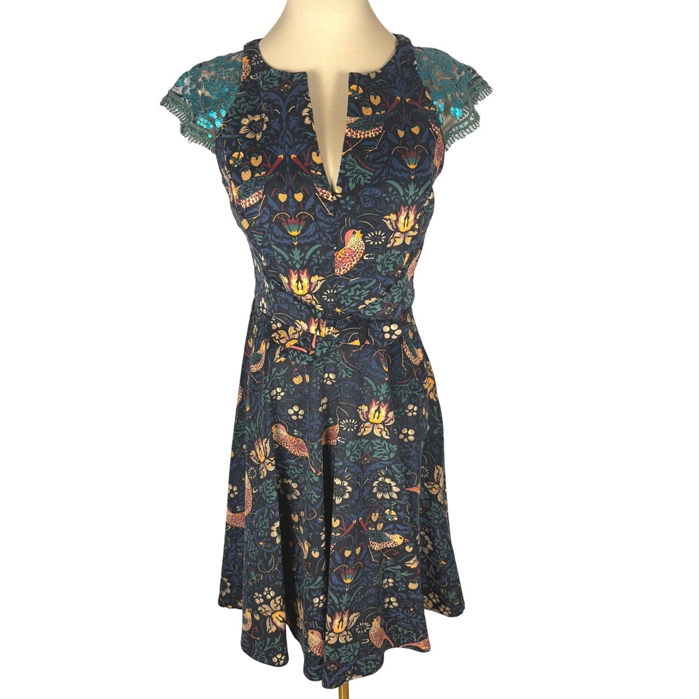 Anthropologie NWT Eva Franco Larksong Corduroy Dress Sz 4 Bird Cottagecore Fall
